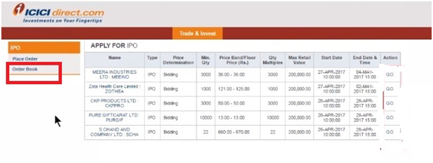 Withdraw an IPO applied using ICICI netbanking Demo 6