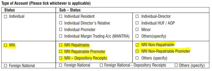 Demat Account Opening Form for NRI