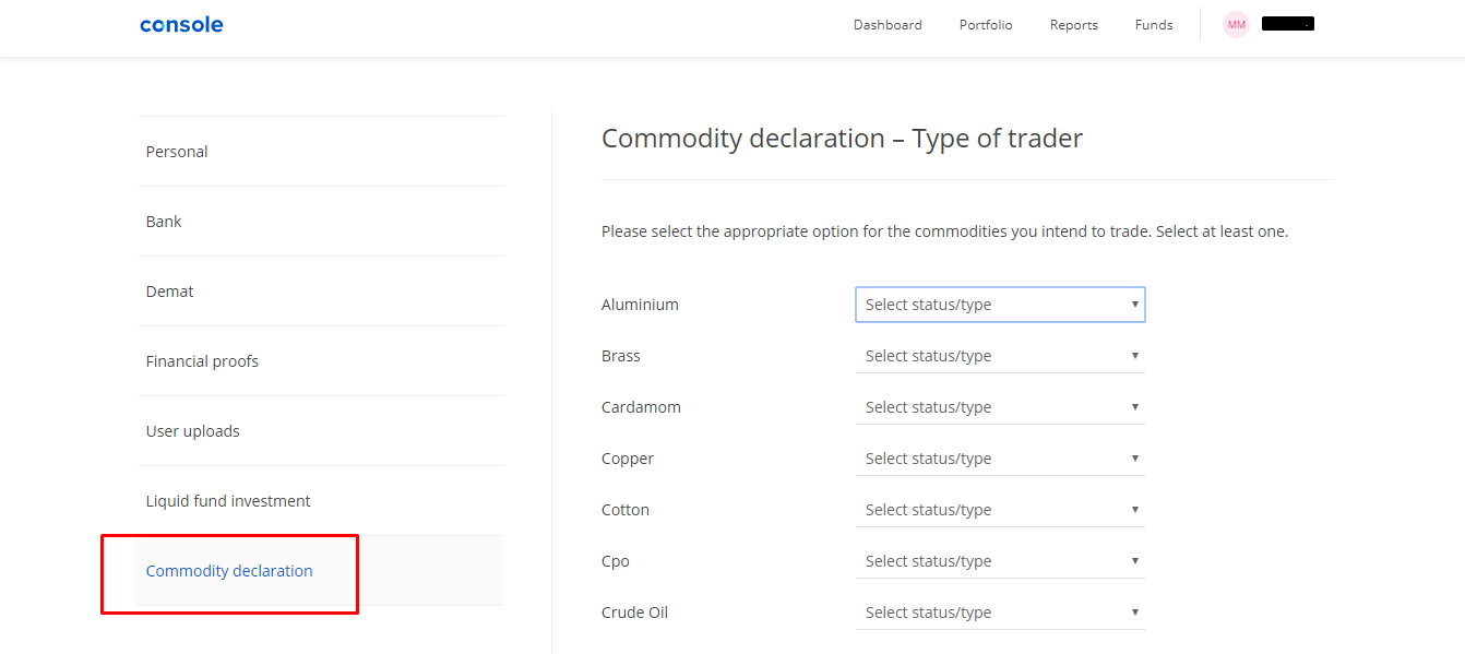 Zerodha Commodity Declaration Process